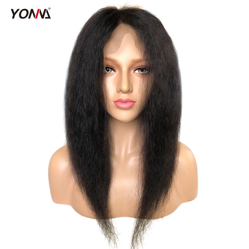 

Yotchoi 100% raw unprocessed human hair kinky straight 130% density lace front wig
