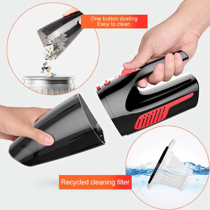 Portable handheld 120W 6KPA dry wet cordless car vacuum cleaner high power for car interior home clean