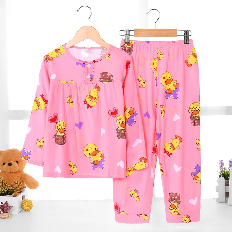 

Top One Sale Boutique Pink Print Round Neck Breathable Beautiful Cartoon Little Girls Summer Pajamas Clothes Sets, Pink pajamas sets for girls