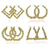 Personalized Fashion Exaggerated Hippy Gold Joint Bamboo Earrings Hoops, Wholesale Custom Bamboo Hoop Earrings
