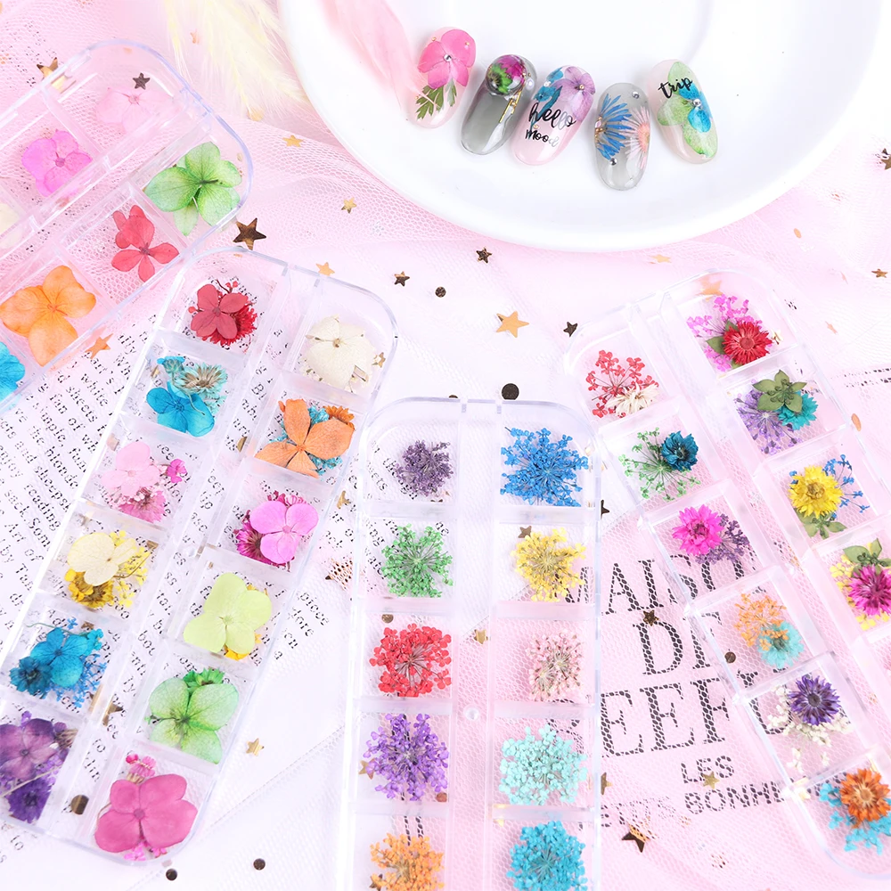 Hot fashion Summer Nail Dried Flower Real Floral 3D Nail Art Flower Decorations for uv gel polish diy design 1-10