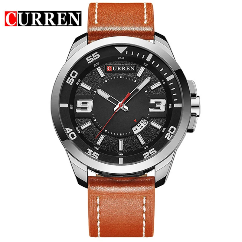 

Mens Watches Top Luxury Curren 8213 Male Business Leisure Date Quartz Military Big Dial Army Sports Brand Genuine Leather Watch