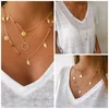 Latest Fashion Imitation Jewelry 18K Gold Long Thin Chain Metal Leaf Alloy Coin Sequins Charm/Pendant Beaded Dannijo Necklace