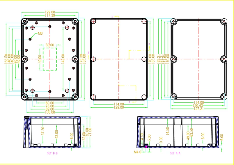 185x129x70 mm BWP 10518-A1 ABS plastic electrical waterproof enclosure box
