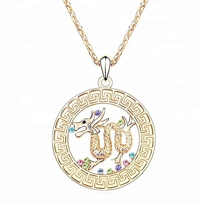 

Accessories women crystal dragon pendant necklace jewelry, Clear;color;white