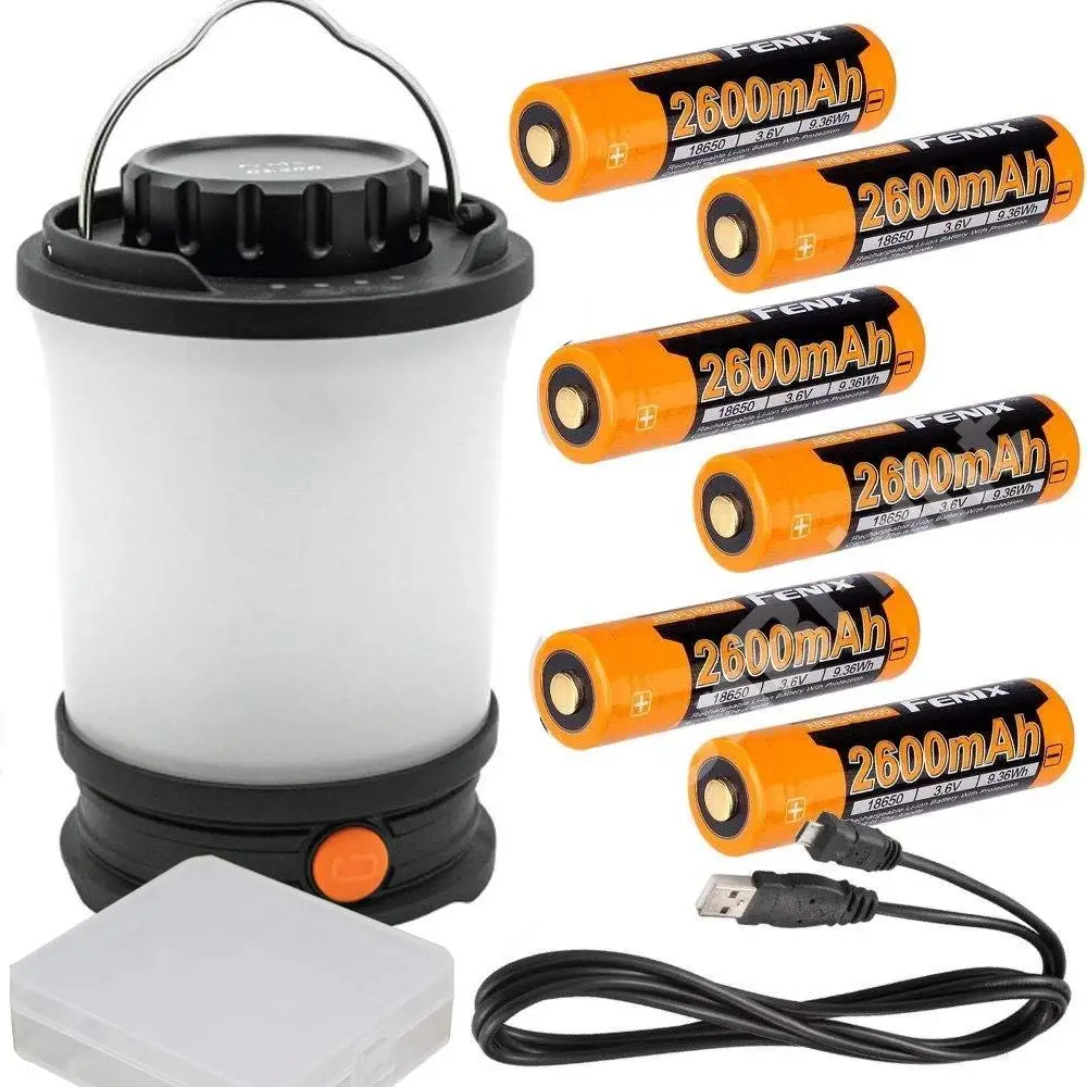 Built-In Charge Port Fenix HL55 Rechargeable 900 Lumens Headlamp with Fenix 3500mAh Rechargeable Battery and LumenTac USB Charge Cable
