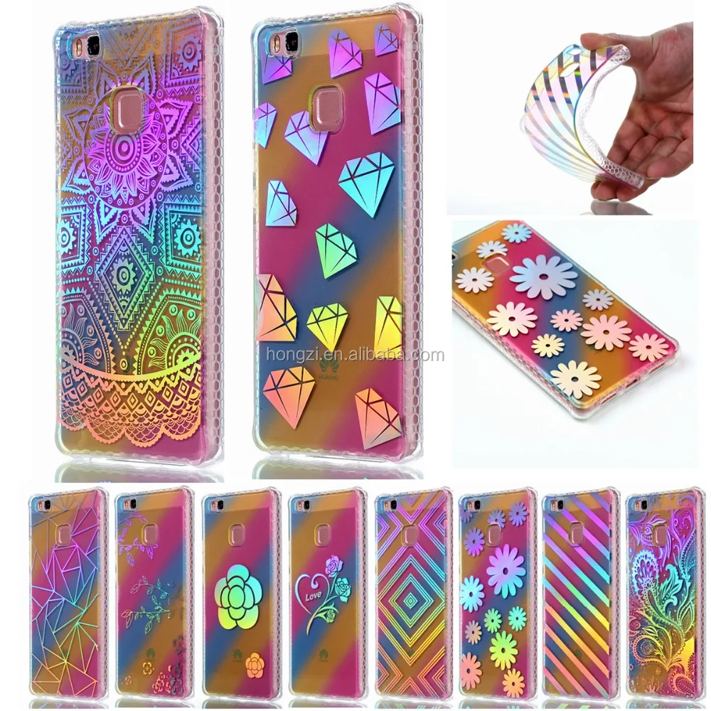 

Holographic Geometric Case For huawei P9 Plus Laser Colorful Card Rainbow Diamond TPU Fashion Cover Coque Phone Case Supplier