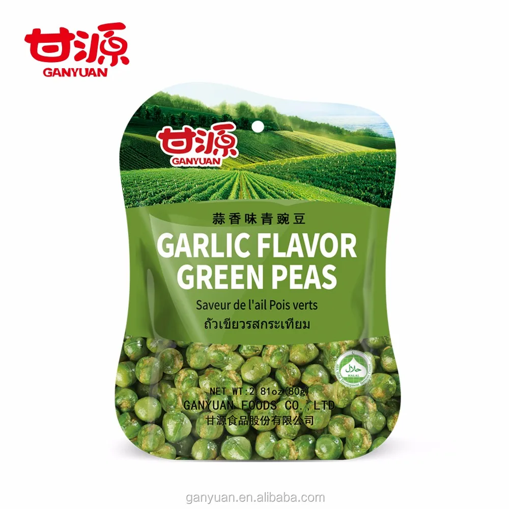 
Chinese Crispy Snacks Garlic Flavor Green Peas 