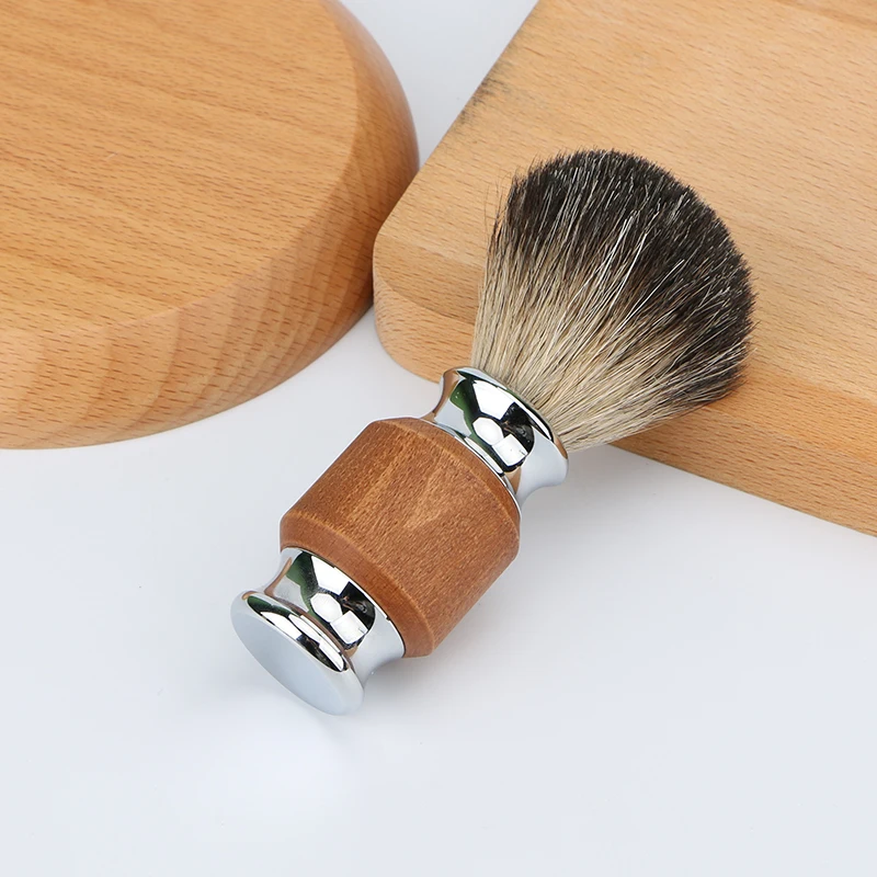 

Private label metal handle badger hair shaving brush, men shaving brush set