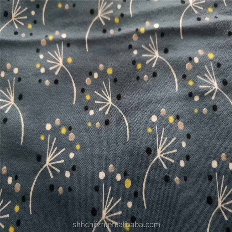 Flower Design Printed Cotton Jersey Fabric For Women Garment Buy