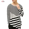 Customized casual style comfortable cotton crew neck long sleeves striped pattern shirts for men long sleeve