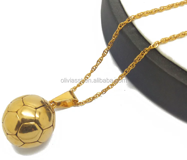 Designer Jewelry 14K Gold Pendant Football Ball Football Pendant Sports Pendant Ball Pendant Handmade Jewelry Necklace