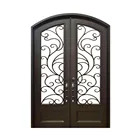 Arched wrought iron entry doors, single &amp; double exterior iron front doors