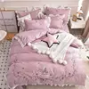 Ruffled Edges Cotton Embroidered Bedding Sets Stock and Custom Manufacturing Duvet Cover All Sizes Available Lace Boundry