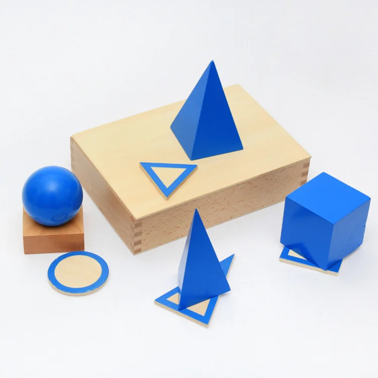 wooden geometric solid shapes