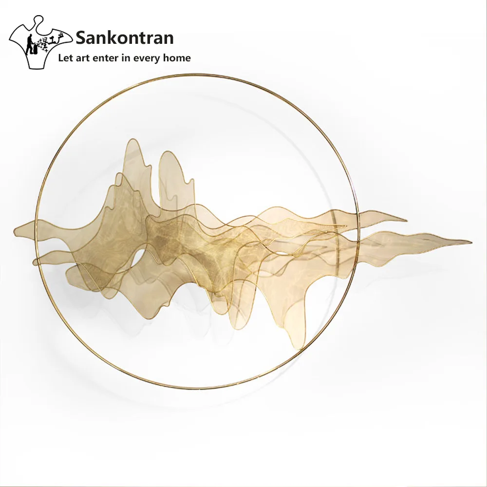 

Handmade Creative Abstract Asian Metal Mountain Wall sculpture Decor for Bedroom Home Decoration, Golden