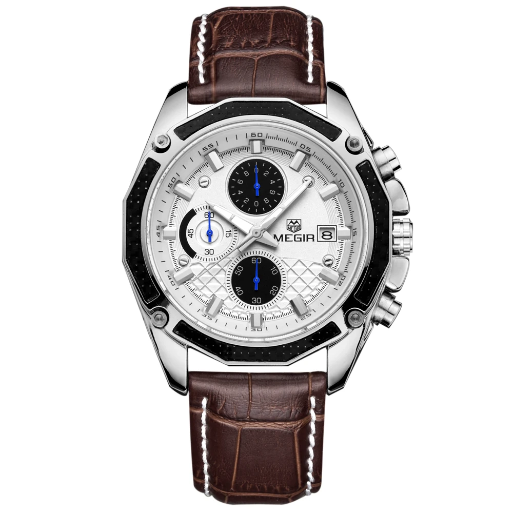 

Marca De Reloje Brand Quartz Chronograph Relogio 2017 Megir Watch Man