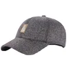 Men's Winter Warm Woolen Peaked Baseball Cap Hat With Earmuffs Metal Buckle