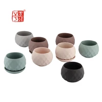 

Diamond cutting design matte mini home decor ceramic planters succulent pot / garden decor pots for plants