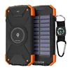 Solar Power Bank, Qi Portable Charger 10,000mAh External Battery Pack Type C Input Port Dual Flashlight, Compass