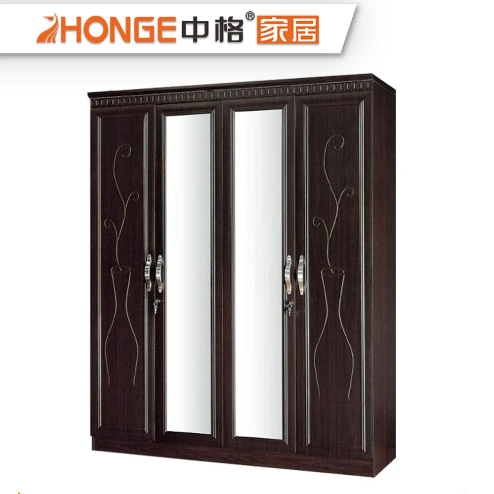 High Quality Black 4 Doors Home Bedroom Pvc Cabinet Modern Design