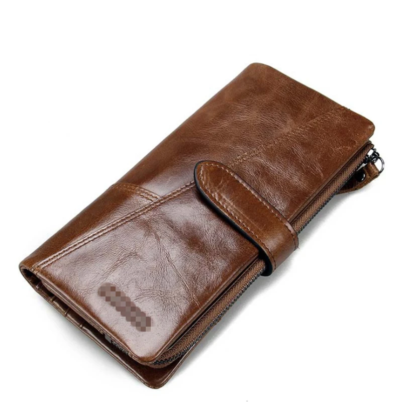 

Factory Wholesale Business Travel Waterproof RFID Stocking Genuine Leather Long Men Money Card Wallet