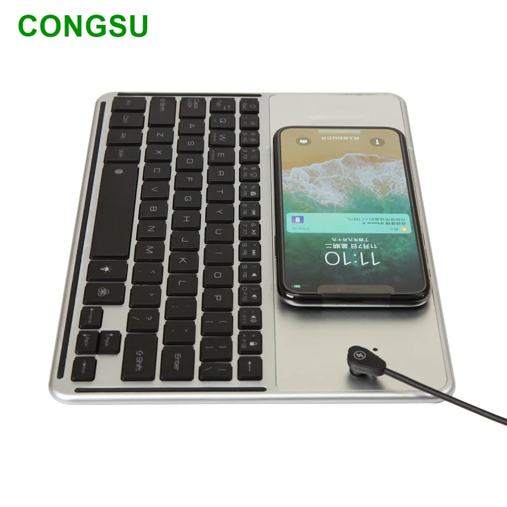 

QI Wireless backlit charging charger tablet keyboard for iphone X