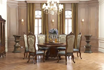 Antique Hand Carved Dining Room Furniture Royal Palace Round Table And Chair Solid Wood