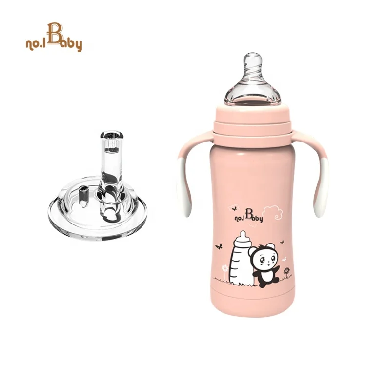 

Portable Baby Bottle Insulated Bottles Pink Milk Water Handles Stainless Steel Baby Feeding Bottle, Orange,blue,customizable