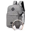 german korean cheap nylon teenager allover printing secret pocket light weight back pack backpacks with earphone hole