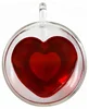Resistant Double Wall Layer Heart Shaped Heat Clear Glass Tea Cup with spoon