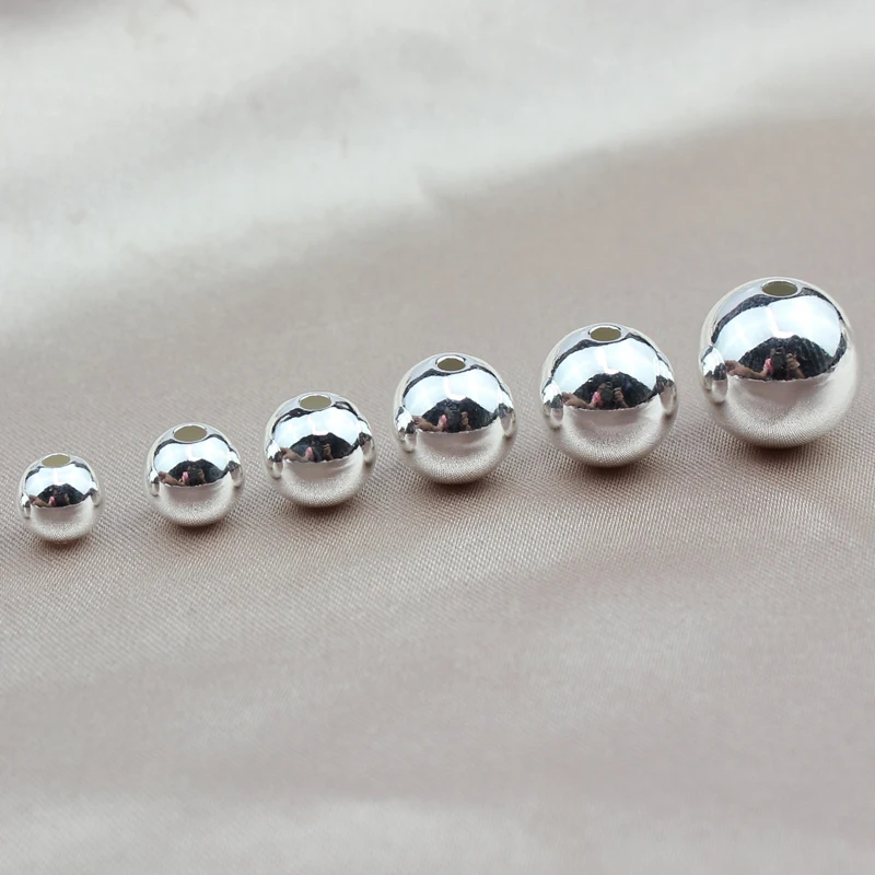 Wholesale European Hot Sale DIY Jewelry Making Free Samples Solid 925 Sterling Silver Balls Round Spacer Beads Accessories