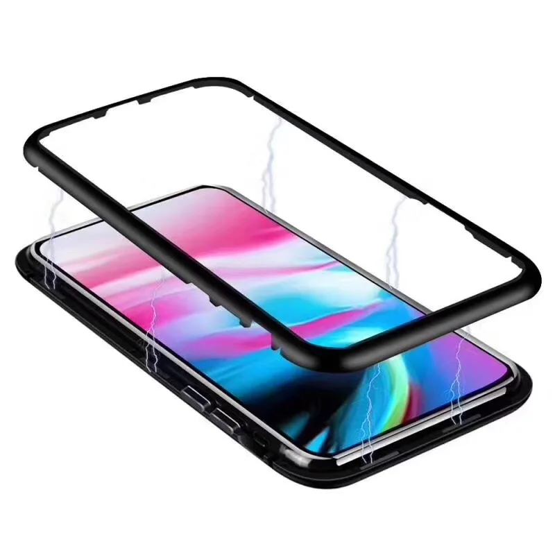 

For iPhone Xs Case Luxury, Magnetic Adsorption Tempered Glass Case Protector for iPhone XS, 10 color