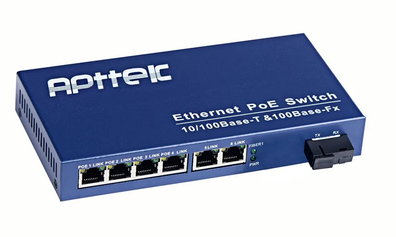 OEM Six ports10M 100M RJ 45  poe fiber optic network switch with mavell chipset