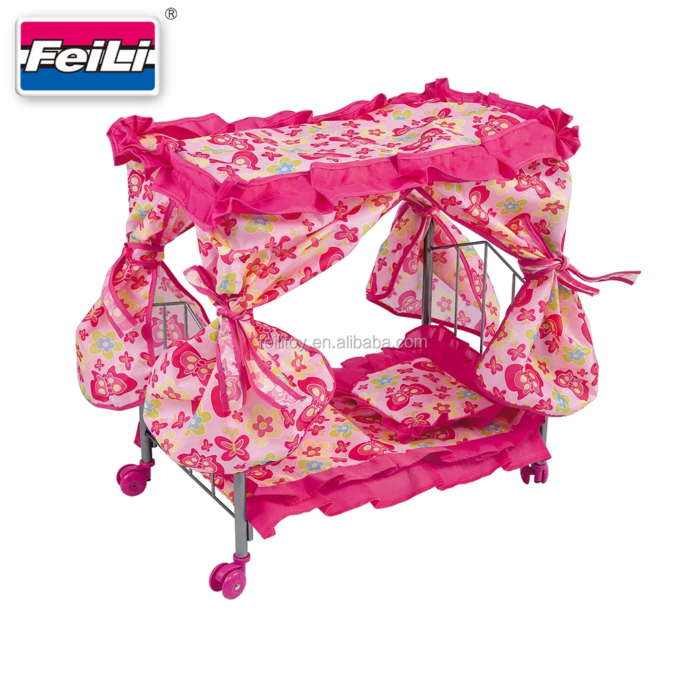 Fei Li Rotating Folding Iron Doll Bed Diy Toys Baby Doll Bed Doll