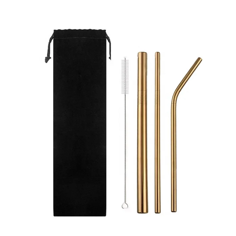 

wide bubble tea 304 eco stainless steel straw in box with lenen bag, Silver/black/gold/rose gold/black/purple/blue/rainbow (custom)
