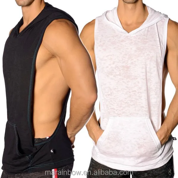 white sleeveless hoodie mens