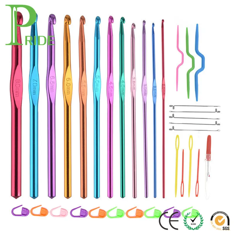 

35PCS/SET Aluminum Crochet Hooks Knitting Kits with Stitch Markers Needle Pin