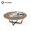 Walnut Color Modern Style Living Room Furniture Studio Industrial Round Coffee Table Occasional Tables