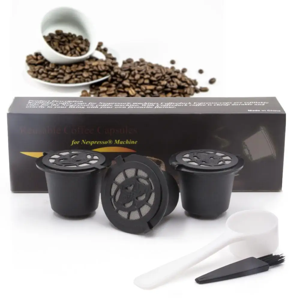 

High Quality Reusable Coffee Espresso Filter Coffee Pods 3-Pack Refillable Empty Coffee Capsule, Black