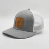 New Arrival Custom Leather Patch Hats,Blank Snapback Trucker Cap,White Mesh Heather Grey Trucker Hat