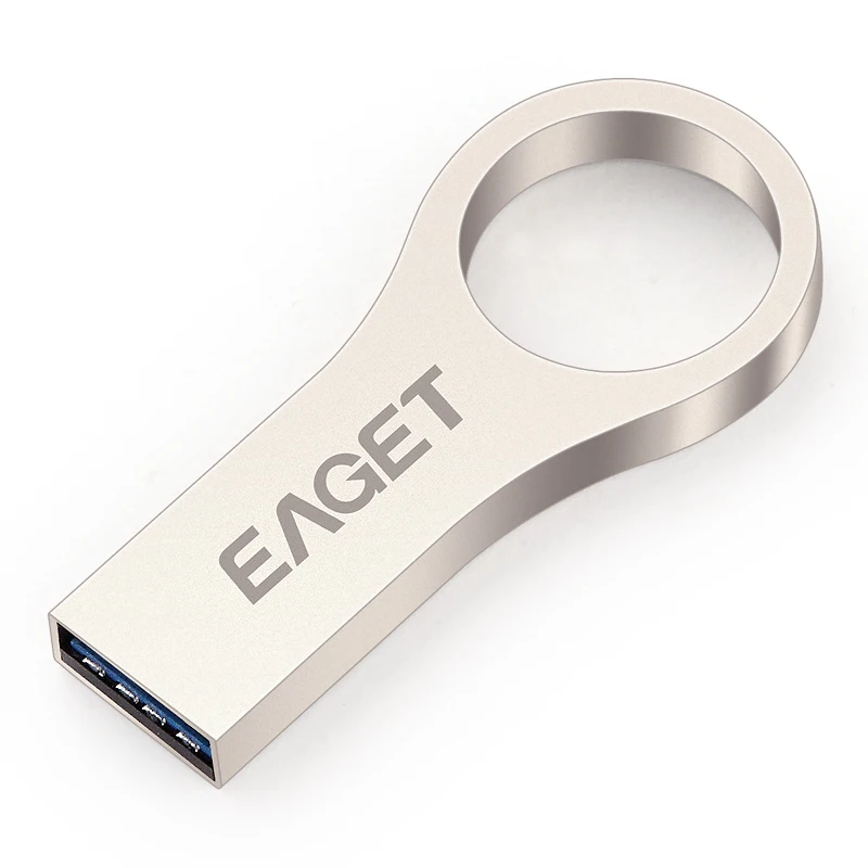 

EAGET USB 3.0 Flash Drive 32/64GB Pen Drive Memory Stick Pendrive Metal USB Flash Memory Stick Key Ring Waterproof for PC, Silver