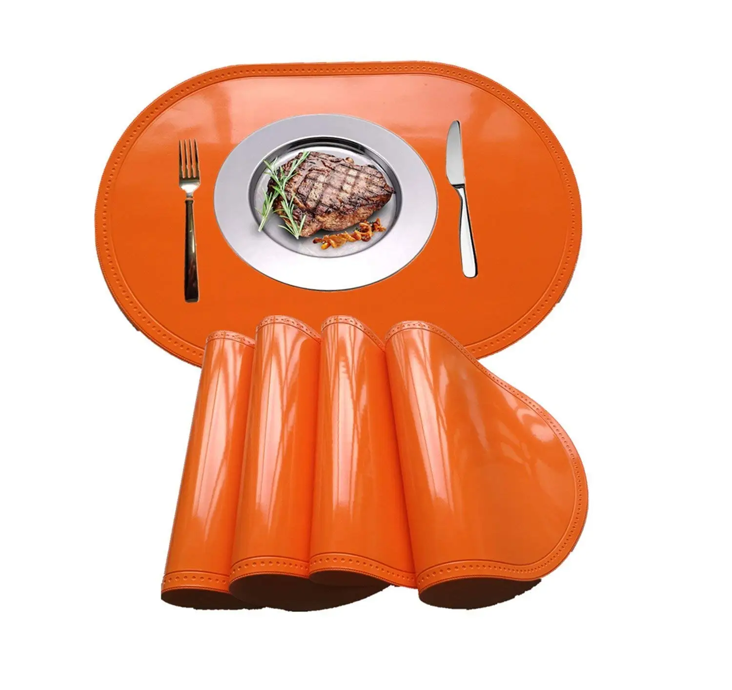 SICOHOME Vinyl Placemats,Orange,Seet of 6 Home & Kitchen Kitchen & Dining