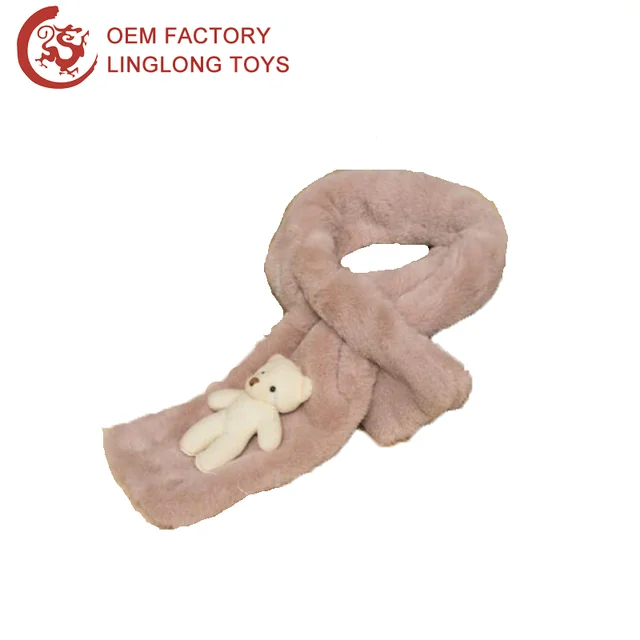 animal head cartoon bear scarf plush 3d bear shaped scarf for