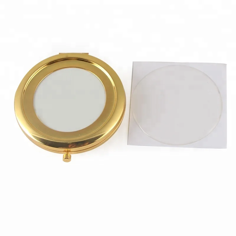 

Blank Double dark golden  compact mirror with dome sticker, Rose gold