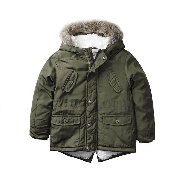 

OEM Custom New Design Children Padding Bomber Coat Boy's Outdoor Jacket With Sherpa Lining Hood