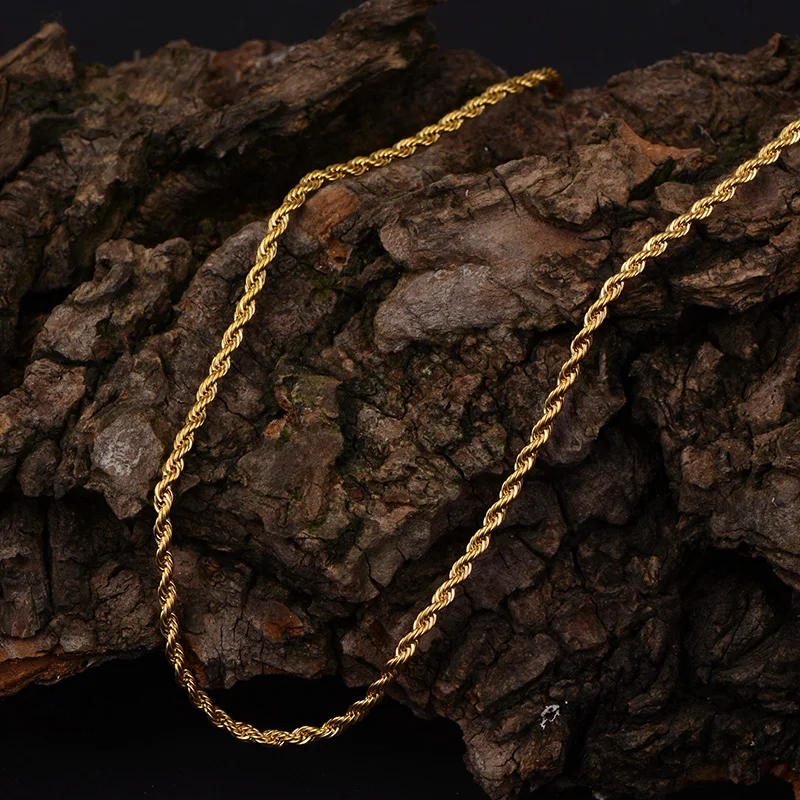 
High Quality 2.0mm 14K Gold PVD Plaiting Stainless steel Rope Chain 