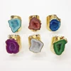 WT-R242 Fashion 24k gold plated natural druzy geode agate ring stone ring