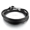 New Fashion Leather Bracelet Jewelry, Women's Genuine Leather Bracelet Bangle Black Silver Tribal