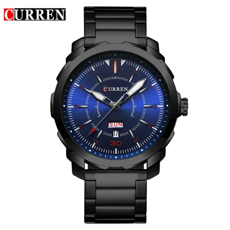 

High Quality Curren 8266 Brand Luxury Male Leisure Business Date Week Wrist Watches Heavy Dial Stainless Steel Men Quartz Watch